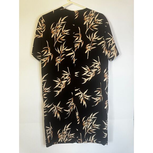Jessica Howard Vintage Black Leaf Print Midi Shift Dress Size 10 USA - Picture 3 of 5